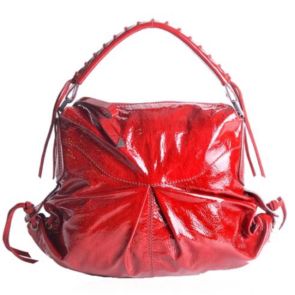 Francesco Biasia candy apple red patent leather ‘Dana’ Hobo bag